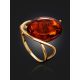 Elegant Gold-Plated Ring With Cognac Amber The Sigma, Ring Size: 11 / 20.5, image , picture 2