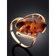 Bold Gold-Plated Ring With Cognac Amber The Tropicana, Ring Size: 9 / 19, image , picture 2