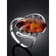 Sterling Silver Cocktail Ring With Cognac Amber The Tropicana, Ring Size: 12 / 21.5, image , picture 2