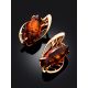 Gold-Plated Earrings With Cognac Amber The Tropicana, image , picture 2