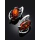 Stylish Silver Earrings With Cognac Amber The Tropicana, image , picture 2
