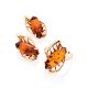 Gold-Plated Earrings With Cognac Amber The Tropicana, image , picture 4
