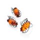 Stylish Silver Earrings With Cognac Amber The Tropicana, image , picture 3
