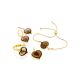 Leaf Motif Gilded Silver Amber Dangle Earrings, image , picture 3