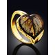 Linden Leaf Motif Gilded Silver Amber Ring, Ring Size: Adjustable, image , picture 2