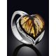Luminous Leaf Motif Silver Amber Adjustable Ring, Ring Size: Adjustable, image , picture 2