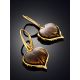 Leaf Motif Gilded Silver Amber Dangle Earrings, image , picture 2