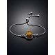 Chic Leaf Motif Silver Amber Slider Bracelet, Length: 21, image , picture 2