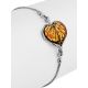 Chic Leaf Motif Silver Amber Slider Bracelet, Length: 21, image , picture 3