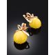 Exquisite Gold Plated Silver Amber Earrings The Cherry, image , picture 2