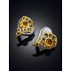 Cute Heart-Shaped Earrings With Amber, image , picture 2