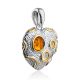 Textured Heart-Shaped Pendant With Amber, image , picture 3