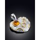 Textured Heart-Shaped Pendant With Amber, image , picture 2