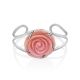 Rose Motif Silver And Oyster Shell Cuff Bracelet, image , picture 4