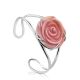 Rose Motif Silver And Oyster Shell Cuff Bracelet, image 