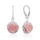 Voluptuous Rose Motif Silver And Shell Earrings, image 