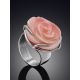 Rose Motif Silver And Spiny Oyster Shell Ring, Ring Size: Adjustable, image , picture 2