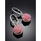 Rose Motif Silver And Spiny Oyster Shell Dangle Earrings, image , picture 2
