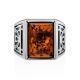 Filigree Silver Signet Ring With Cognac Amber The Cesar, Ring Size: 8.5 / 18.5, image , picture 4