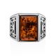 Filigree Silver Signet Ring With Cognac Amber The Cesar, Ring Size: 10 / 20, image , picture 4