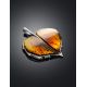 Luminous Leaf Motif Silver Amber Pendant, image , picture 2