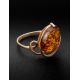 Elegant Gold-Plated Ring With Cognac Amber The Sigma, Ring Size: 13 / 22, image , picture 6