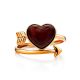 Cupid Ring With Cherry Amber Heart, Ring Size: 9 / 19, image , picture 4