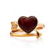 Cupid Ring With Cherry Amber Heart, Ring Size: 13 / 22, image , picture 4