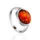 Lovely Cognac Amber Ring In Sterling Silver The Amigo, Ring Size: 6.5 / 17, image 