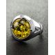 Bold Green Amber Men's Ring In Sterling Silver The Cesar, Ring Size: 12 / 21.5, image , picture 3