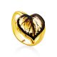 Linden Leaf Motif Gilded Silver Amber Ring, Ring Size: Adjustable, image 