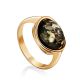 Golden Ring With Green Amber Centerstone The Amigo, Ring Size: 8.5 / 18.5, image 