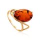 Elegant Gold-Plated Ring With Cognac Amber The Sigma, Ring Size: 11.5 / 21, image 