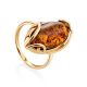 Cognac Amber Ring In Gold The Rococo, Ring Size: 11.5 / 21, image 