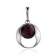 Round Silver Pendant With Cherry Amber The Orion, image 