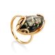 Bold Gold-Plated Ring With Green amber The Rococo, Ring Size: 6 / 16.5, image 