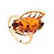 Bold Gold-Plated Ring With Cognac Amber The Tropicana, Ring Size: 9.5 / 19.5, image 