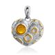 Textured Heart-Shaped Pendant With Amber, image 