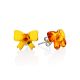 Chic Bow Motif Amber Stud Earrings, image 