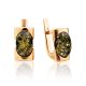 Bright Golden Earrings With Green Amber The Rondo, image 