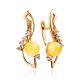Amber Earrings In Gold-Plated Silver With Crystals The Swan, image 