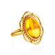 Exclusive Natural Amber With Fossil Midge Ring The Clio, Ring Size: Adjustable, image 