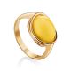 Lovely Golden Ring With White Amber The Amigo, Ring Size: 6.5 / 17, image 