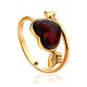 Cupid Ring With Cherry Amber Heart, Ring Size: 13 / 22, image 