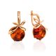 Chic Gold Plated Silver Amber Earrings The Cherry, image 