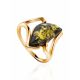 Gold-Plated Ring With Green Amber The Vesta, Ring Size: 10 / 20, image 
