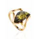 Gold-Plated Ring With Green Amber The Vesta, Ring Size: 12 / 21.5, image 