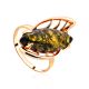 Gold-Plated Cocktail Ring With Green Amber The Tropicana, Ring Size: 6.5 / 17, image 