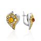 Cute Heart-Shaped Earrings With Amber, image 