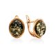 Oval Golden Earrings With Luminous Green Amber The Amigo, image 